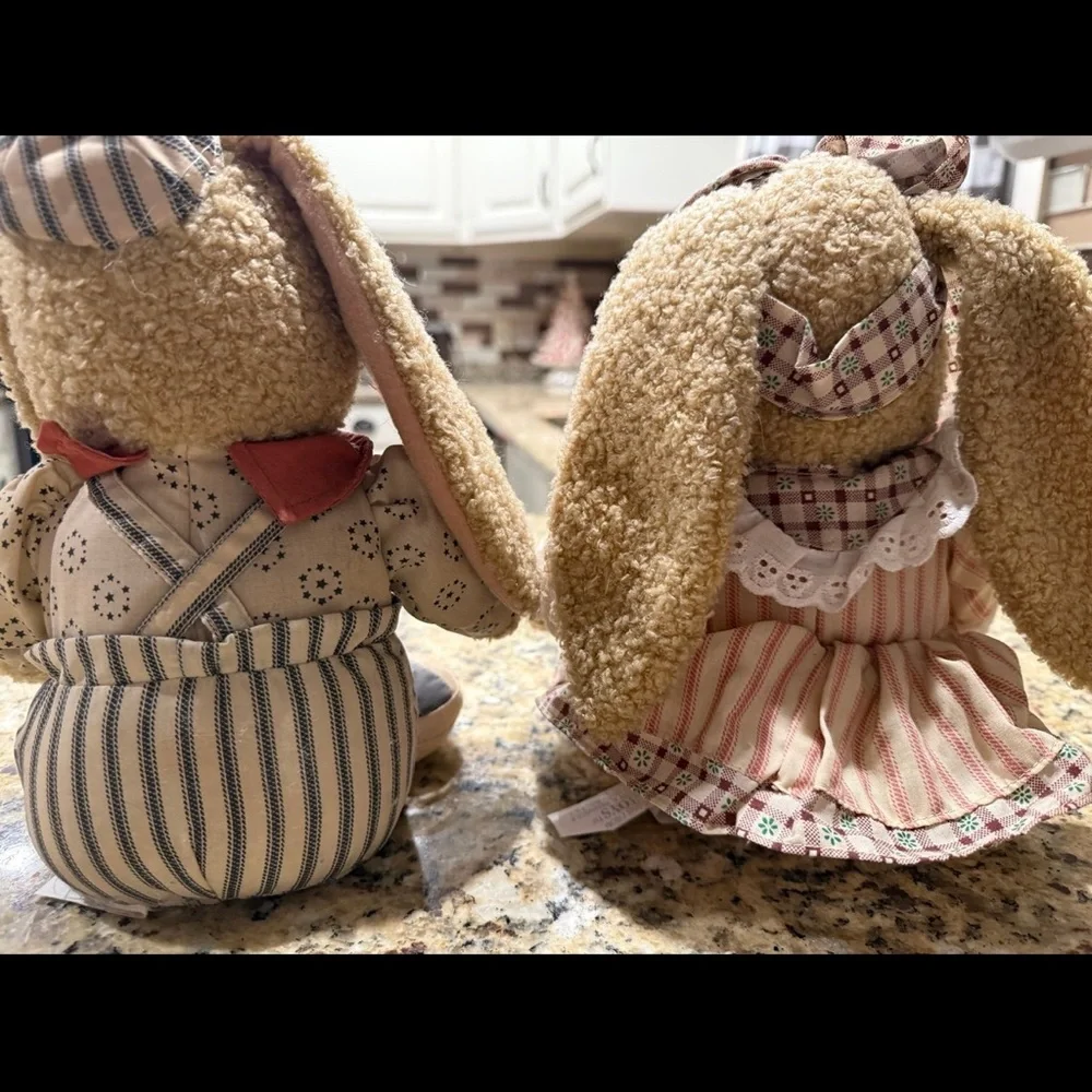 Adorable Brown Stuffed Bunny Pair